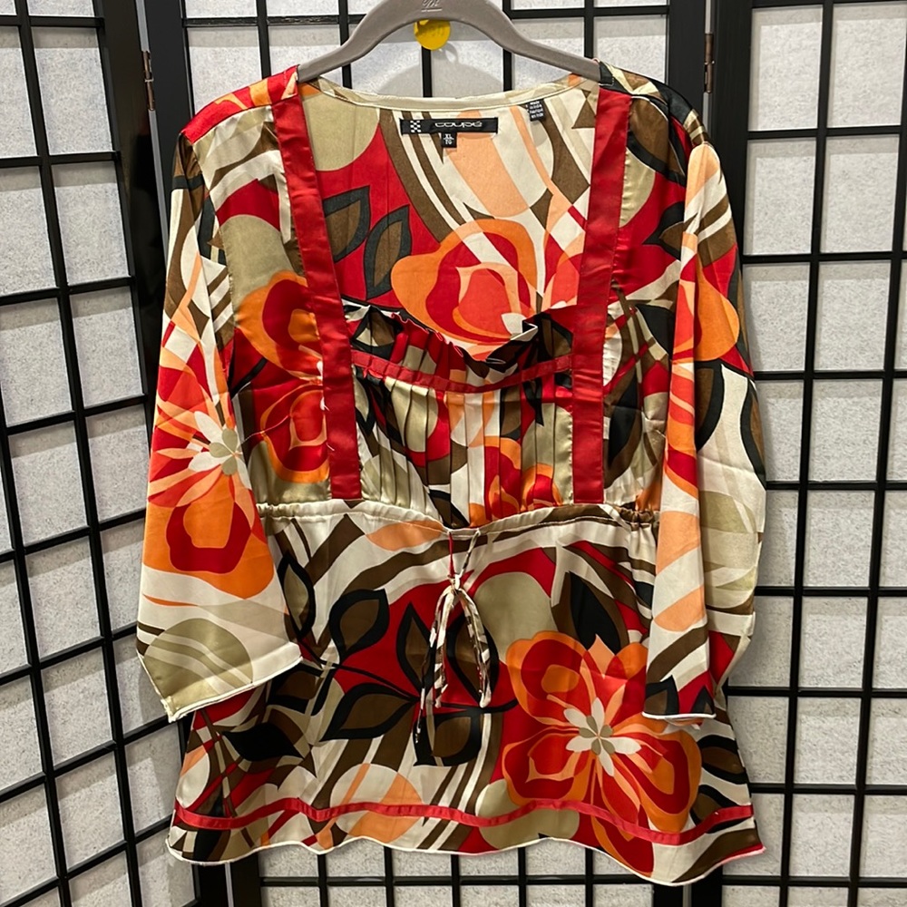 Coupe, Blouse, Red, Brown Tan Size XL